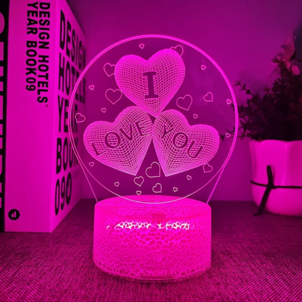 3D couple night light Heart design