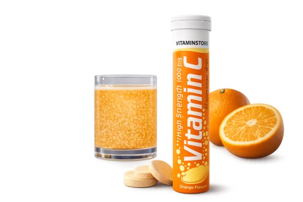 Vitamin C 1000mg Effervescent Tablets – Orange Flavor | UK Imported | Immunity & Skin Glow Booster Sri Lanka